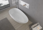 CERANO - Vaňa z liateho mramoru Aura - voľne stojaca - biela matná - 180x90x58 CER-VELA1050W