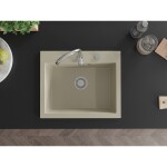 MEXEN MEXEN - Elix granitový drez 1-miska 600 x 500 mm, béžový, sifón chróm 6525601005-69