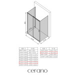 CERANO - Trojstenný sprchovací kút Varone LINE UL/P - 6 mm - čierna matná, transparentné sklo - 150x80x195 - posuvný CER-DY505B-90147