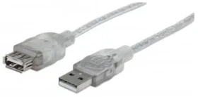 Manhattan Hi-Speed USB 2.0 kábel AA M/F / 4.5m / strieborný (340502-MA)