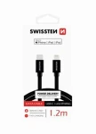 SWISSTEN TEXTILE dátový kábel USB-C - LIGHTNING MFi 1.2m čierna (71526201)
