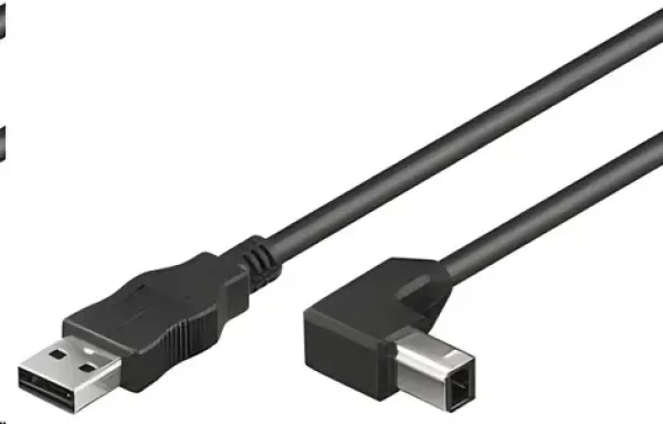 PremiumCord Kábel USB 2.0 AB, zahnutý konektor 90 ° / Kábel / USB 2.0 / 0.5 m (ku2ab05-90)