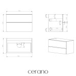 CERANO - Kúpeľňová skrinka pod umývadlo s úchytkou Velora - čierna matná, čierna úchytka - 79x53x46,5 CER-665038