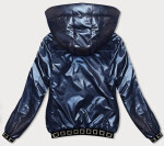 Tmavomodrá krátka bunda ozdobnými sťahovacími lemami (16M9087-215) odcienie niebieskiego