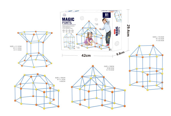 Mamido Mamido Magic forts Konštrukčná stavebnica veľké slamky a spojky 81 dielov