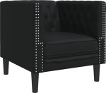 VidaXL Fotel Chesterfield, Čierny, tapicerowany sztuczną skórą Lumarko!