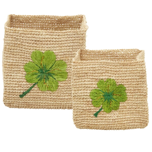 Rice Úložný košík Raffia Square Clover - set 2 ks