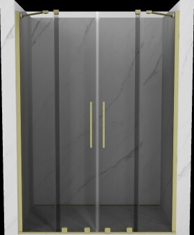 MEXEN/S - Velar Duo posuvné sprchové dvere 140, grafit, zlatá kartáčovaná 871-140-000-42-55