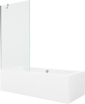 MEXEN/S - Cube obdĺžniková vaňa 180 x 80 cm s panelom + vaňová zástena 90, transparent, chróm 550518080X9509000001