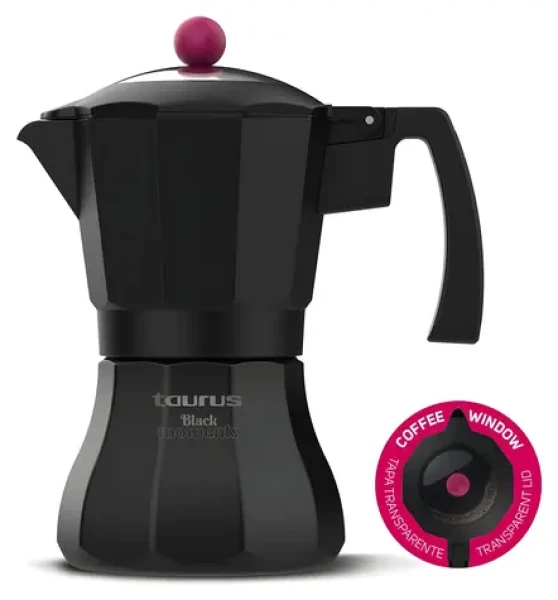 Taurus Black Moments KCP9006l čierna / Kanvička moka / 6 šálok / hliníková / vhodná aj pre indukciu (984081000)