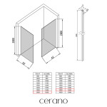 CERANO - Sprchová zástena Walk-in Crystal TL/P - 10 mm - bezvzperový systém - čierna matná, transparentné sklo - 160x150x200 CER-8050BD80820