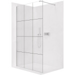 CERANO - Sprchová zástena Walk-in Onyx Cube Ľ/P - 8 mm - hranatá vzpera - chróm, industriálne sklo - 90x200 CER-8050BD484