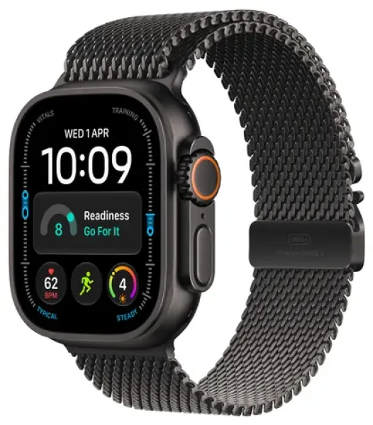 Apple Watch Ultra 4 GPS+Cellular 49mm Čierne titánové telo - Milánsky ťah z čierneho titánu L / 180-210 mm (MJAX4QC/A)