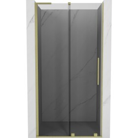MEXEN/S - Velar L posuvné sprchové dvere 90, grafit, zlatá kartáčovaná 871-090-003-41-55