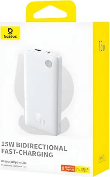Baseus Airpow Lite biela / Powerbanka / 10000 mAh / 15W (P10067500213-00)