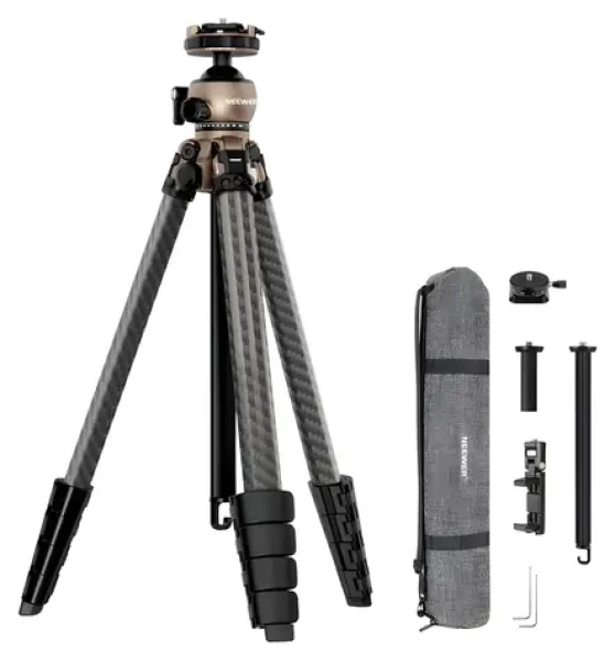Neewer LT35 / Cestovný statív z uhlíkových vlákien / výška 16,5-156 cm / nosnosť 10 kg / guľová hlava 360° (LT35)