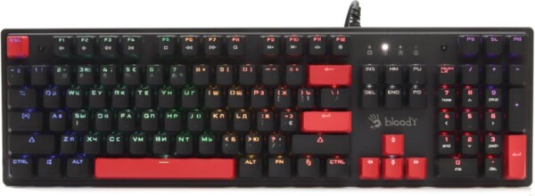 A4Tech A4tech Bloody Klávesnice S510R, herní klávesnice, mechanická, drátová, Red Switch, CZ/SK, Černá