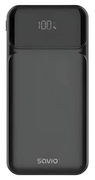 Savio BA-08 čierna / Powerbanka / 10 000 mAh / 20 W / USB-C PD + USB-A QC (SAVBA-08)