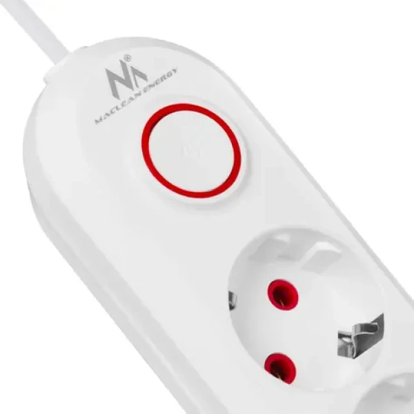 Maclean MCE394 W biela / Predlžovací kábel / 3x zásuvka + 3x USB / 2500 W / 1,5 m (MCE394 W)