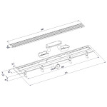 Bruckner - Podlahový žľab s roštom z nerezové oceli, L-910, DN50 700.159.2