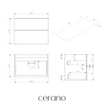 CERANO - Kúpeľňová skrinka Velora - biela matná, úchytka chrómová + doska z lit. mramoru Elanys - 12 mm - biela matná - 70x54,2x46,5 CER-679415