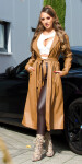 Sexy Faux Leather Coat with Belt brown Einheitsgroesse