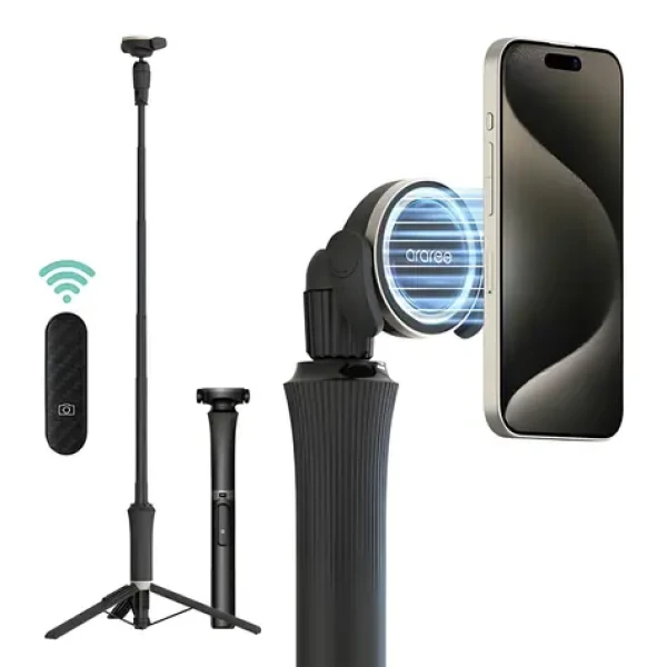 Araree Magfie Pod Pre čierna / Selfie tyč a tripod / MagSafe / Bluetooth spúšť / 150 cm (AR60-01909A)