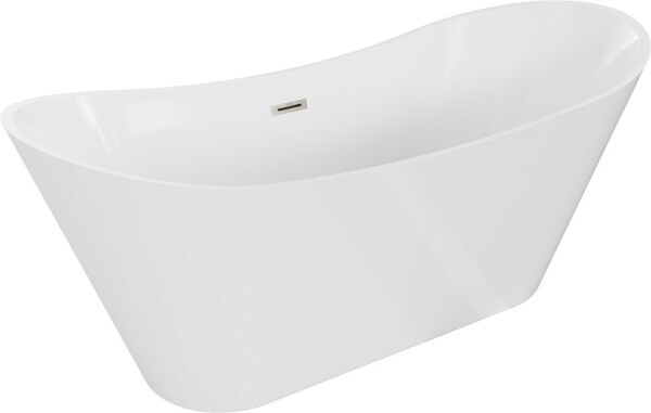 MEXEN/S - Celia vaňa voľne stojaca 170 x 75, biela, sifón a prepad nikel kartáčovaná 52331707500-97