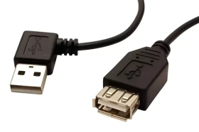 OEM USB 2.0 AA čierny / Predlžovací kábel / 30 cm / M/F / lomený vľavo (11.92.8913)