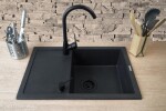 DEANTE DEANTE - Corio grafit - Granitový drez vrátane batérie, 1 - bowl s odkvapkávačom - with dispenser ZRCC2113