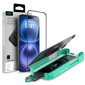 ESR Armorite čierna / Ochranné sklo / Apple iPhone 16 / s inštalačným rámčekom a aplikátorom (1D74100201)