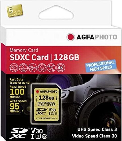 AgfaPhoto SDXC 128 GB Class 10 UHS-I/U3 V30 (10607)