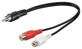 PremiumCord Kábel 1x CINCH-2x CINCH / Prepojovací audio kábel / M/2×F / 20 cm (kjackcy1-02)