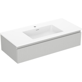 MEXEN/S - Rivel kúpeľňová skrinka 100 cm s umývadlom Otis, 1 šuplík, reliéf, sivá mat/biela mat 91A20-10023-1-BF62-W18M01