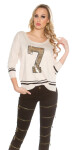 Trendy Koucla pullover with sequins BEIGE Einheitsgroesse