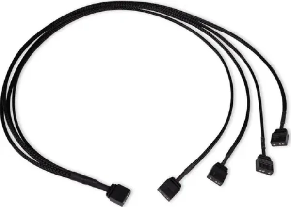 Alphacool Y-Splitter aRGB 3-pin na 4X 3-pin čierna / Kábel / aRGB rozbočovač / 60 cm (18712)