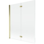 MEXEN - MIST vaňová zástena 140x150 cm 6mm 2-s, zlatá, číra, ľavá 8A9-140-002-50-00-L