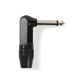 Nedis Konektor jack 6.35 mm uhlový zástrčka čierna / Konektor / Spájkovacie / Poniklovaný / Hliník (COTP23902BK)