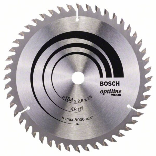 Bosch Accessories Optiline Wood 2608641181 tvrdokovový pílový kotúč 184 x 16 x 2.6 mm Počet zubov (na palec): 48 1 ks; 2608641181