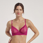 Dámska čipkovaná podprsenka s kosticami DIM ROMANCE UNDERWIRE FULL CUP BRA - DIM - červená 85 C