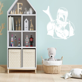 Veselá Stena Samolepka Mandalorian Star Wars Farba: bílá, Veľkosť: 60 x 58 cm