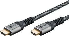 Goobay PLUS 64998 sivá, 15 m / HDMI kábel / s Ethernetom / 4K 60Hz / 18 Gbit / s / pozlátené konektory (64998)