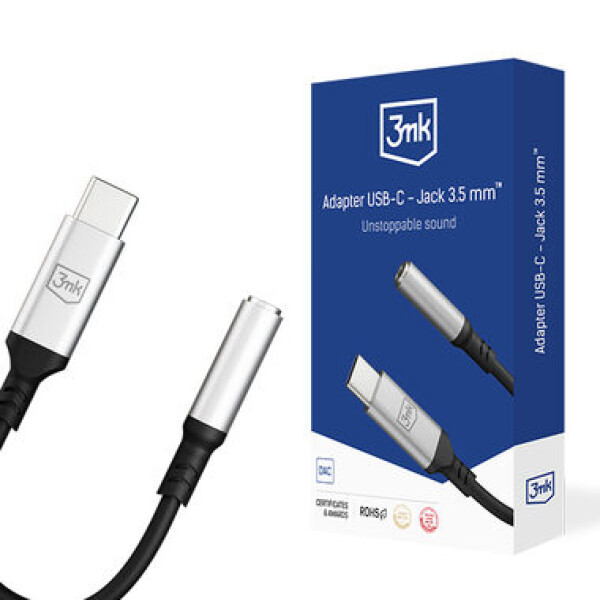 3mk Adaptér USB-C - Jack 3.5mm 0.15m čierna (5903108518055)