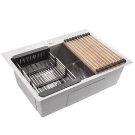 REA - Oceľový drez so sadou príslušenstva 3 ks Liam Brush Nickel KPL-06036