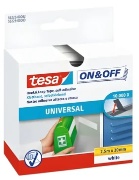 TESA Samolepicí pásek suchý zip ONOFF Universal bílá / 2,5 m / 20 mm (55225-00002-02)