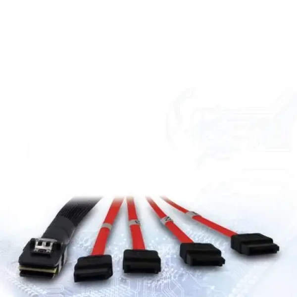 Inter-tech Kábel SFF-8087 - 4X SATA čierna / Interný kábel / Mini SAS - SATA / 1 m (88885301)