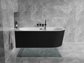 BESCO - Voľne stojaca vaňa AVITA A-LINE čierna/biela, sifón so štrbinovým prepadom - Farba sifónu - Grafitová, Rozmer vane - 150 × 75 cm, Spôsob prevedenia - Ľavé VANAVITAL15LGBW