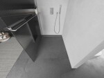 MEXEN/S - Kioto+ Sprchová zástena WALK-IN s poličkou a držiakom uterákov 100 x 200, prúžky 8 mm, chróm 800-100-121-01-09