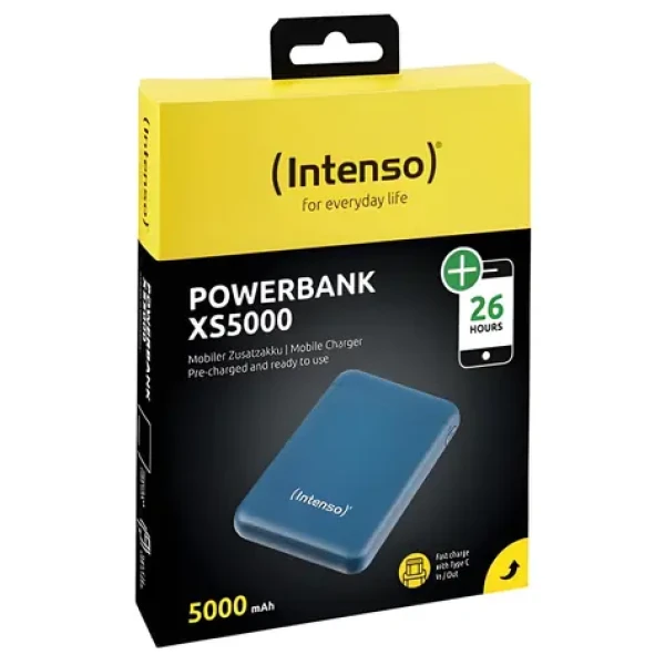 INTENSO XS5000 petrolejová / Power banka / 5 000 mAh / USB-A / USB-C / microUSB (7313527)