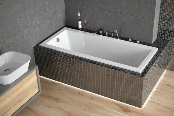 BESCO - Obdĺžniková vaňa MODERN SLIM - Nožičky k vani - Bez nožičiek, Rozmer vane - 150 × 70 cm VANMOD15SLIM